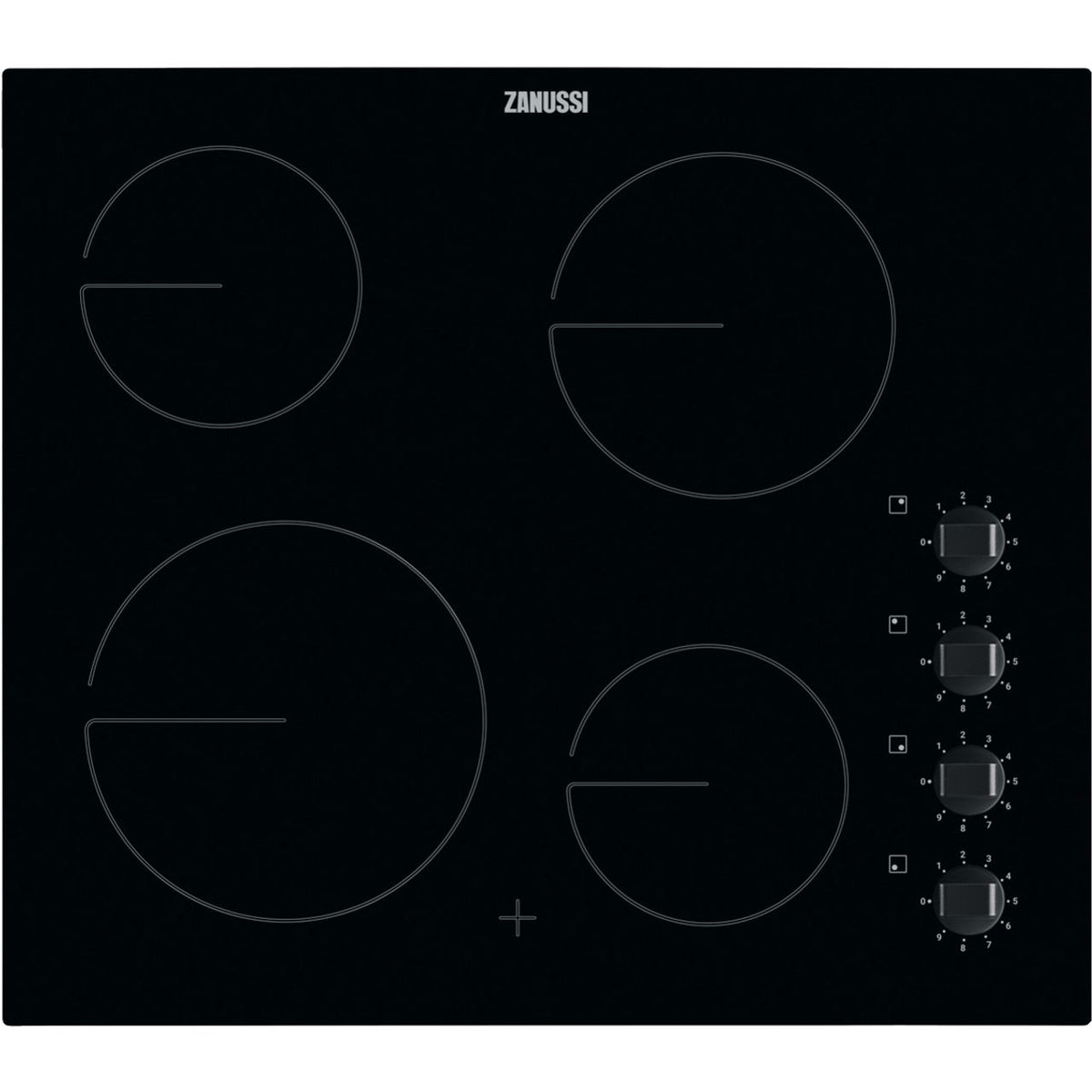 Zanussi 60cm Four Zone Electric Hob ZHRN643K Walsh Bros Electrical