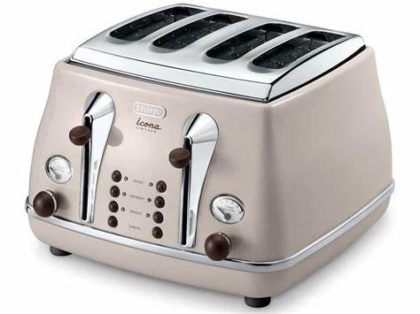 De'longhi Icona Vintage Beige 4 Slice Toaster | CTOV4003.BG