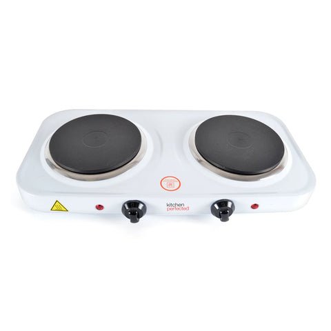 kitchenperfected 2 x 1000W Double Hot Plate, White -  E4202WH
